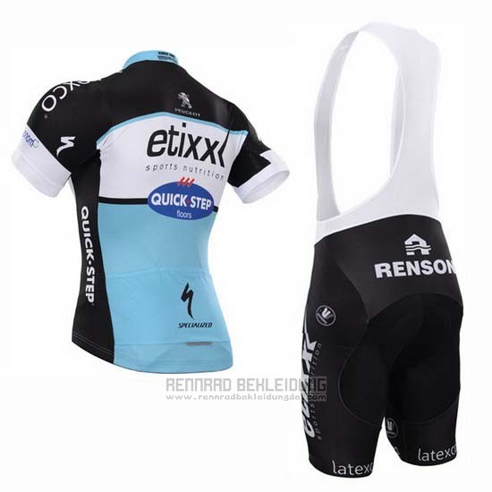 2015 Fahrradbekleidung Etixx Quick Step Shwarz und Wei Trikot Kurzarm und Tragerhose